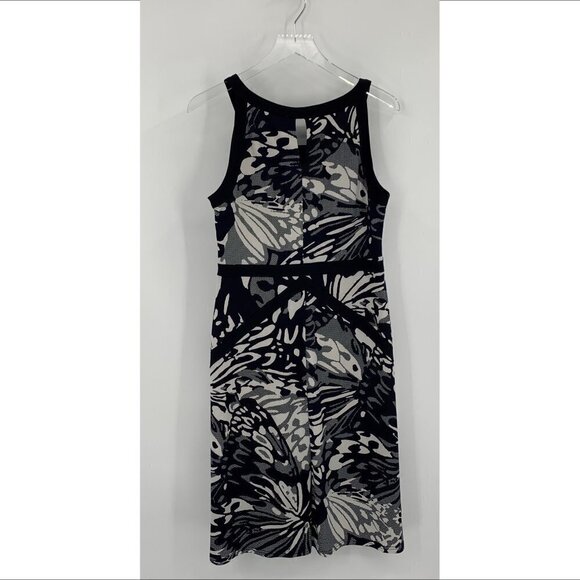 R&M Richards jersey sleeveless shift dress black white colorblock print 12 - Picture 3 of 4